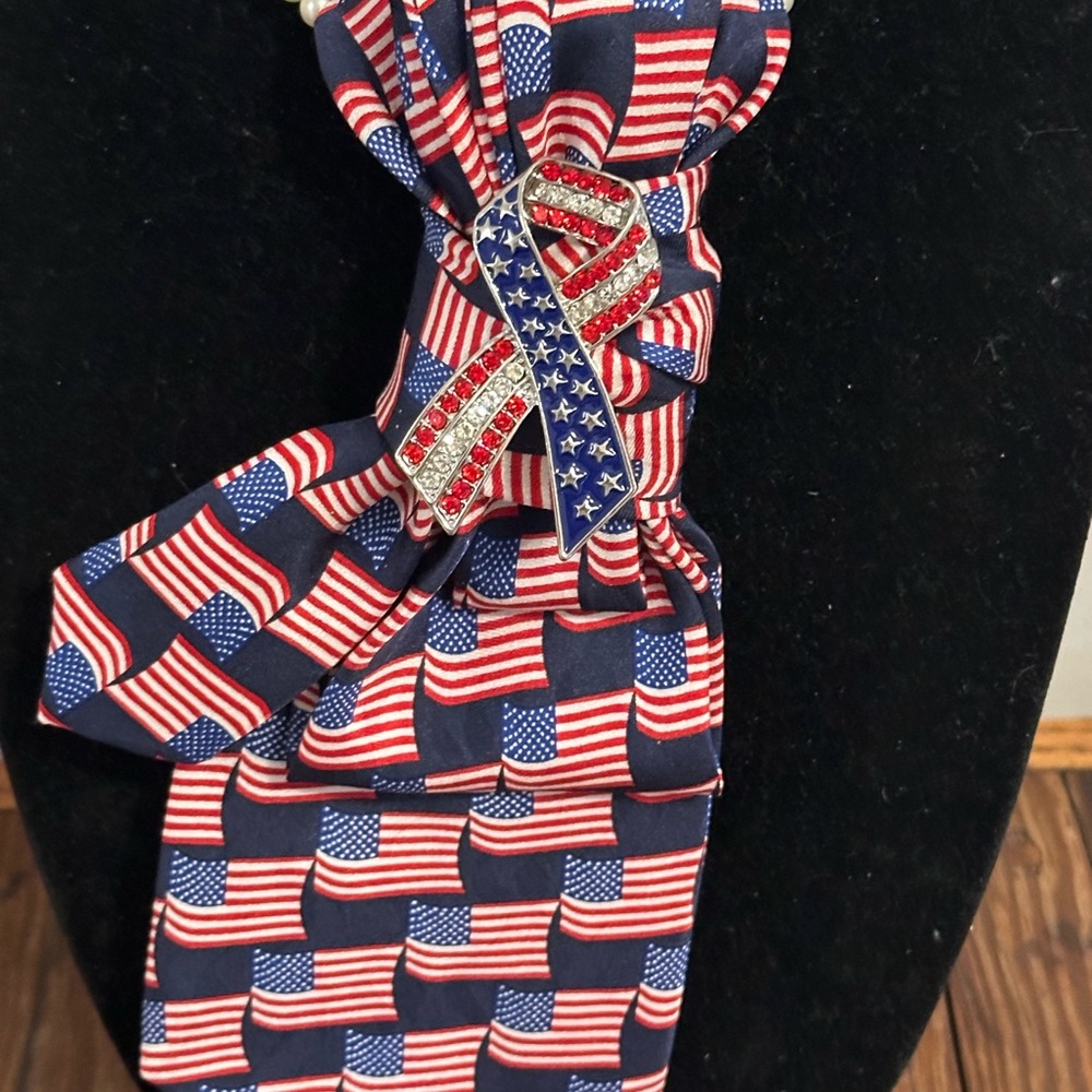 American Flag Pattern Necktie brooch necklace